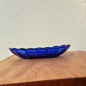 Blue Glass Butter Dish